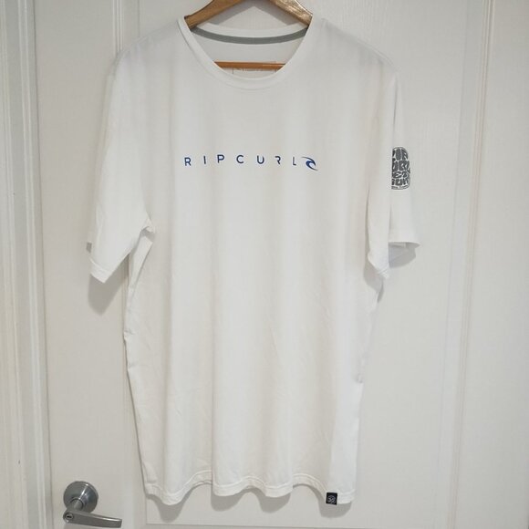 Rip Curl Short Sleeve White Swim Shirt XXL UV Protect - Picture 1 of 5